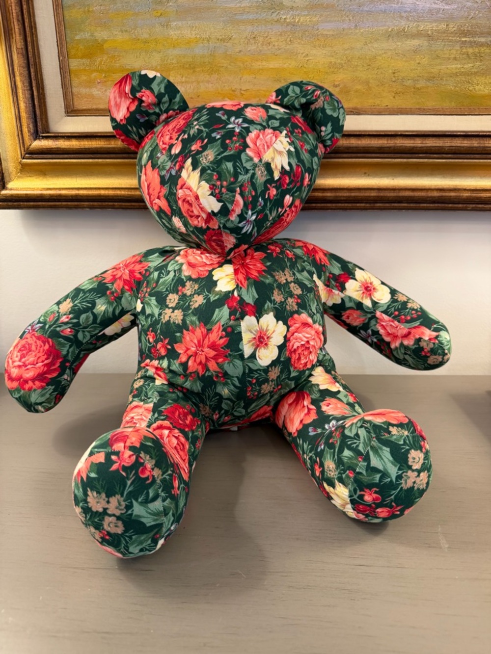Vintage 80’s Fabric Bear Stuffed Teddy Plush Floral Chintz Grandmillennial
